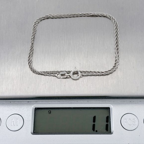 Vintage Italy OTC Sterling Silver 925 0.8mm Rope Chain Necklace 18.5" - Picture 3 of 3